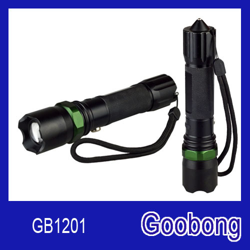 Super Bright LED Rechargeable Zoom Aluminium Flashlight with Hammer