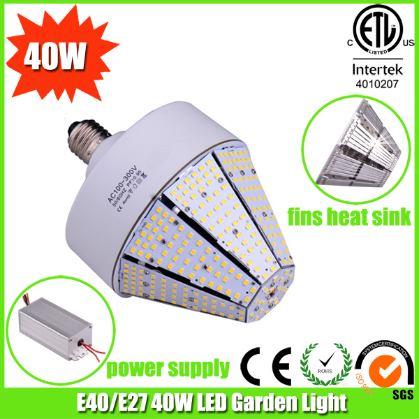 E27 40W 4800lumen Warm White LED Garden Light with ETL Approved
