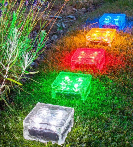 New Outdoor LED Solar Ice Rock Crystal Glass Landscape Path Lights