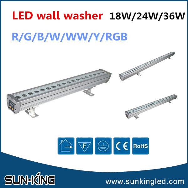 Warm White/Yellow/Green 220V LED Wall Wash Outdoor Light, 24W LED Linear Wall Washer 1m