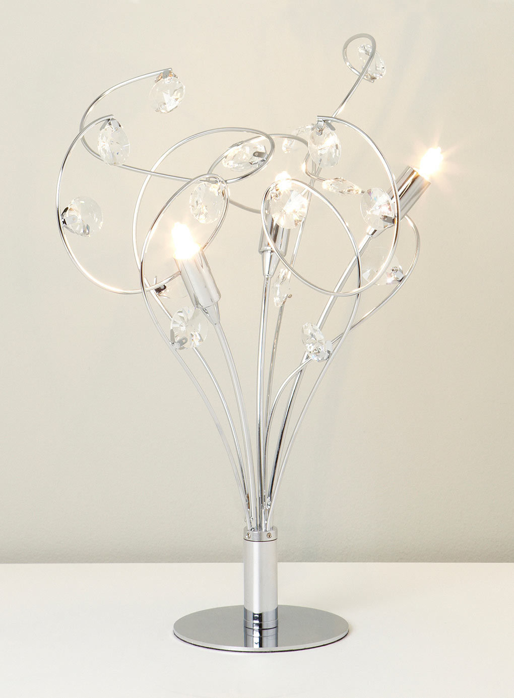 Lila Chrome Table Lamp /3 Light Crystal Table Lamp (HBT-6373)