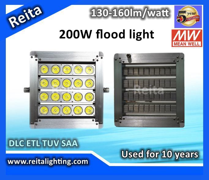 Meanwell Driver 7years Warranty 200W Outdoor LED Flood Lights