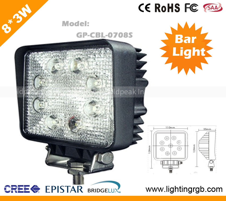 24W IP67 LED Bar Light/ LED Work Light/ LED Car Light
