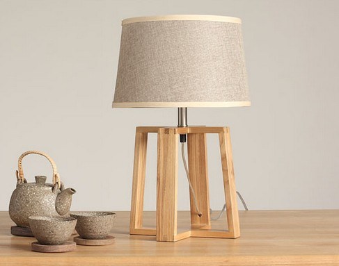Wooden Table Lighting, Fabric Lamp Shades for Home