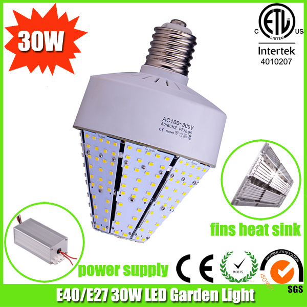 E27 30W 3600lumen LED Garden Light with ETL Approved