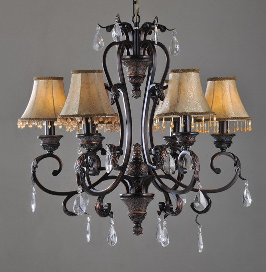 Fashion Iron Chandelier with Fabric Decoration Home Lamp Cm001-6b