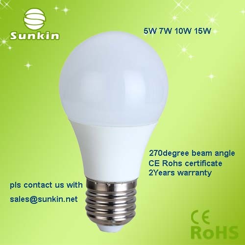 Cheaper Price E27 E14 A60 15W 1500lm LED Bulb Light with Ce RoHS Certificate