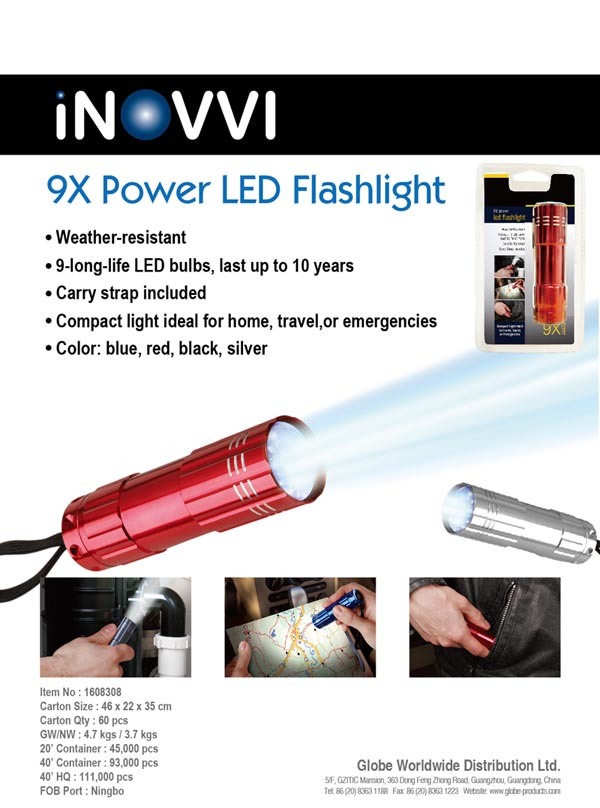 9 X Power LED Flashlight (1608308)