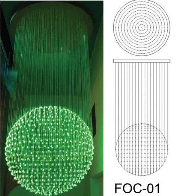 Fiber Optic Light Chandelier Foc-01 with 3*075mm Side Sparkle Fiber Optic Lighting Calbe