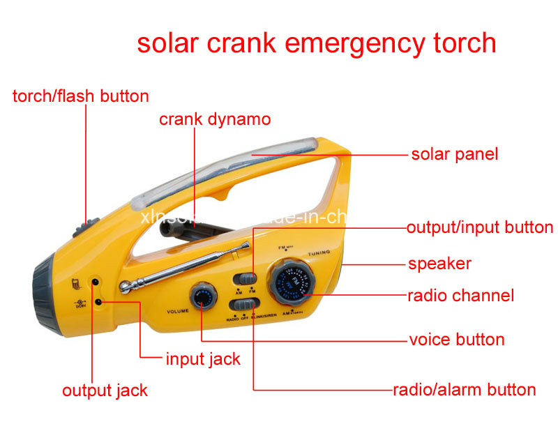 2014 Rechargeable LED Solar Flashlight with FM Radio, Solar LED Flashlight Radio