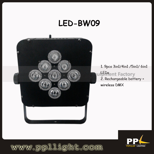 9PCS LED Rechargeable Battery Wireless DMX PAR Light