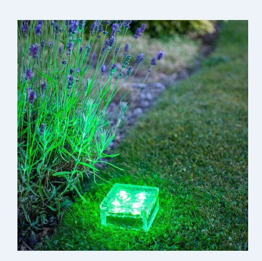 Green Outdoor LED Solar Ice Rock Crystal Glass Landscape Path Lights