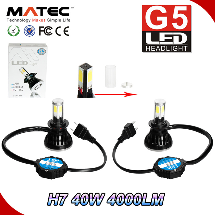 High Power 40W 4000lm Car LED Headlight H7 COB LED Headlamp