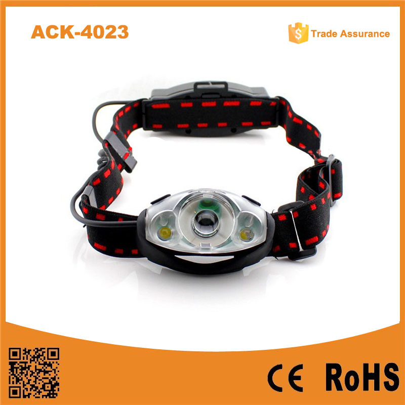 Ack-4023 18650 Battery Rechargeable 1 Watt LED Light +2 XPE LED Headlamp for Outdoor Use