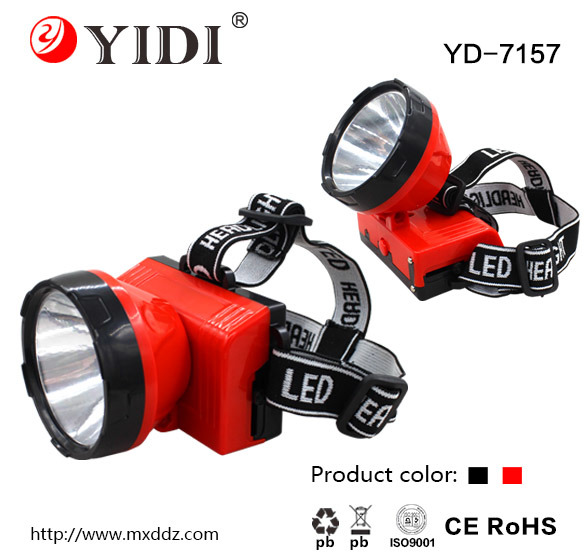 1W Rechargeable Plastic Head Lamp for Hunting
