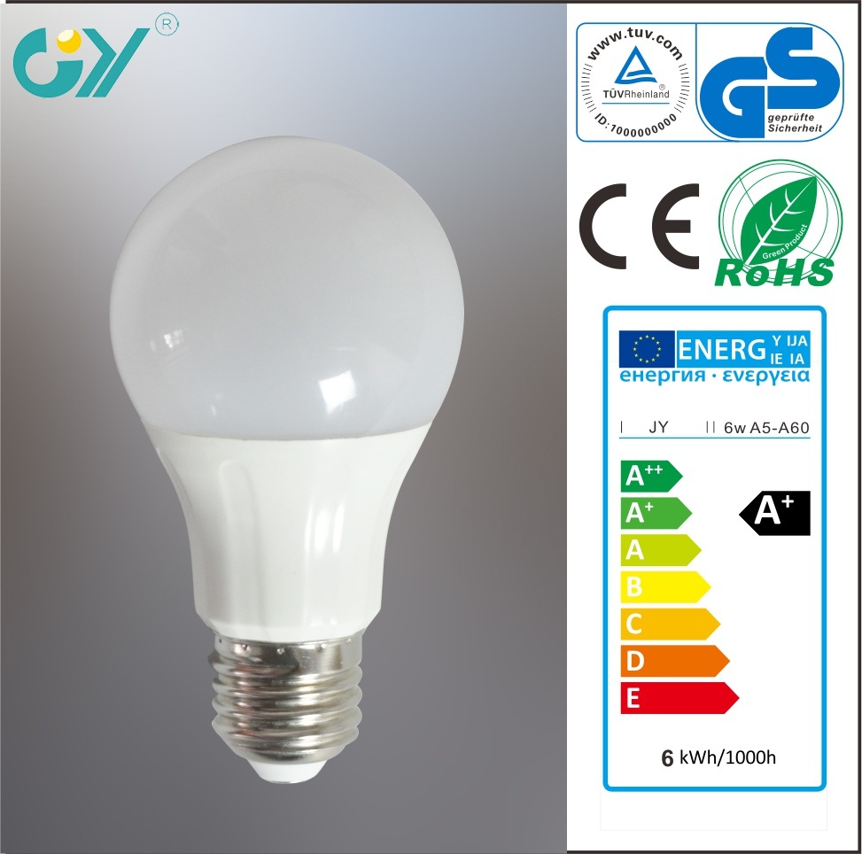 CE RoHS SAA 6W 3000k A60 LED Light Bulb