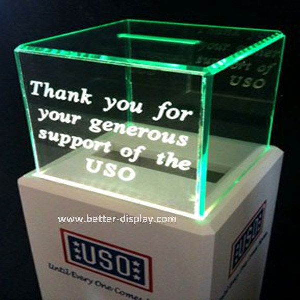 Custom Acrylic LED Crystal Light Box with Engraved Words (BTR-Y1038)