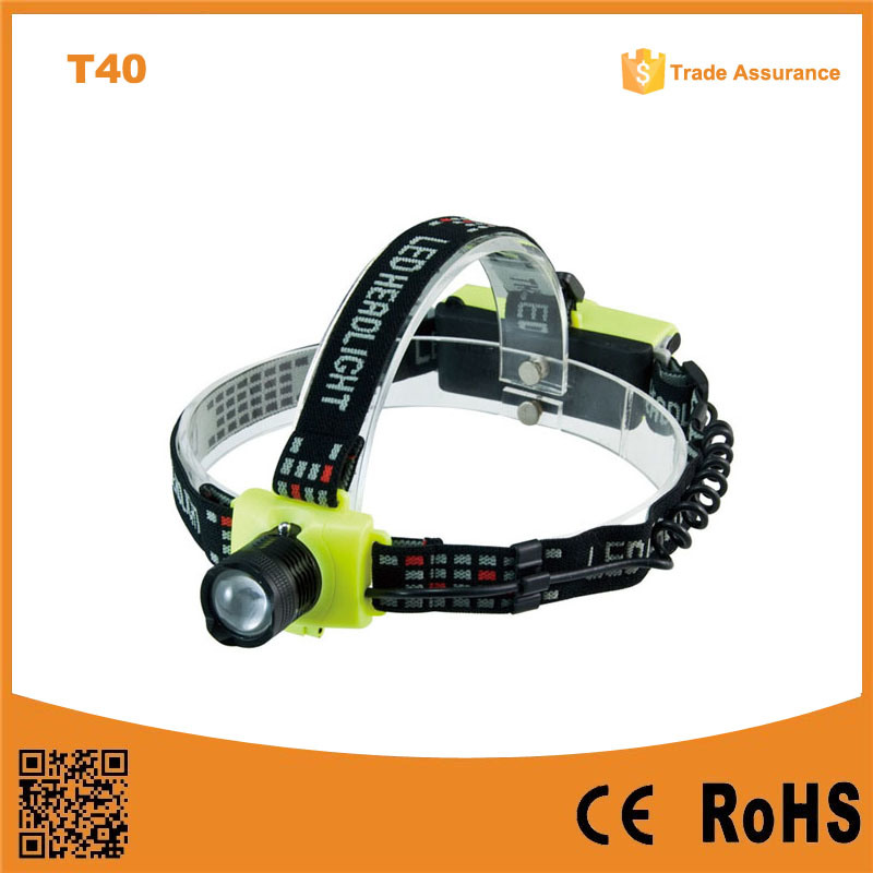 T40 Plastic 150lumens 3 Brightness Level Xre Q5 Telescopic Zoomable High Power LED Headlamp