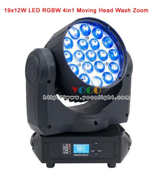 19*12W RGBW 4in1 LED Moving Head DJ Light Wash Zoom