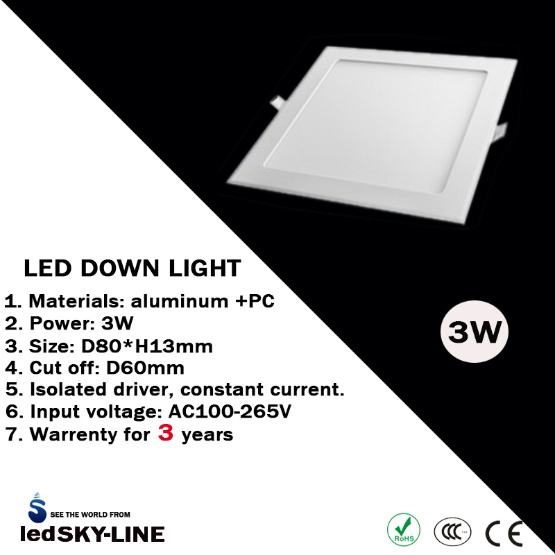 3W LED Square Down Light with External Driver