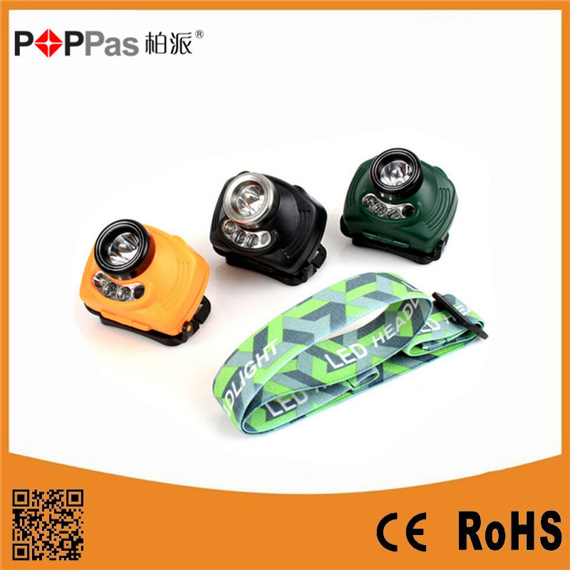 Poppas T15 3W 120lm CREE XPE R2 + 2*Red LED LED Mining Headlamp with Sensor Function