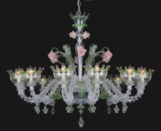 Transparent Flower Shape Modern Glass Chandelier (81068-12)