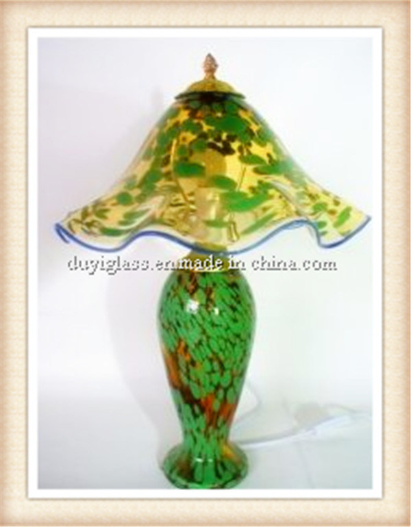 Green Glass Table Lamp for Home Decoration