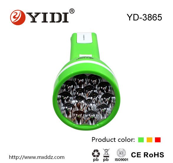 15 LEDs Plastic Body Long Range Rechargeable LED Flashlight