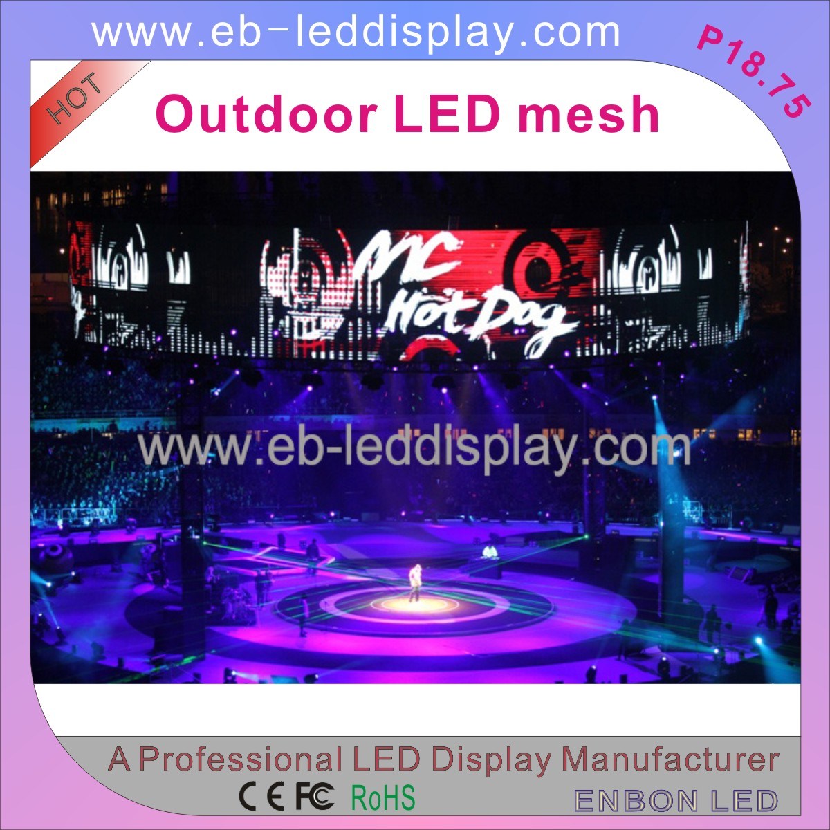 P18.75 Outdoor LED Curtain Display for Stage and Nigh Club (high transparency)