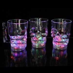 Liquid Active Flashing LED Skull Cup for Party or Celebration