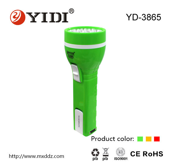 Yd-3865 Plastic 15+8SMD Rechargeable LED Torch Flashlight