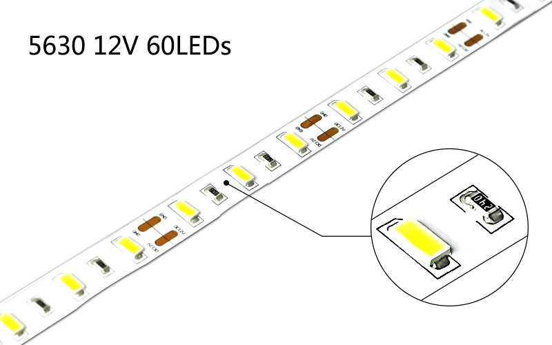 8mm PCB 60LEDs/M DC12V SMD5630 LED Light Strip