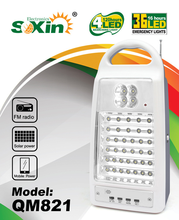 Multifunction Rechargeable Emergency Light with FM Radio Solar (QM821)