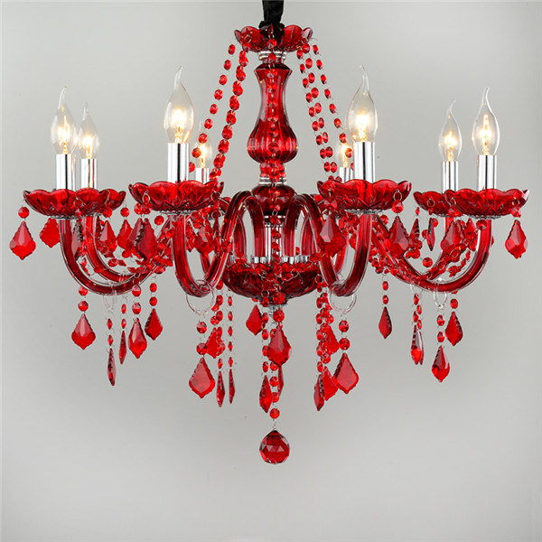 Bright Red Candle Decoration Weding Crystal Chandelier