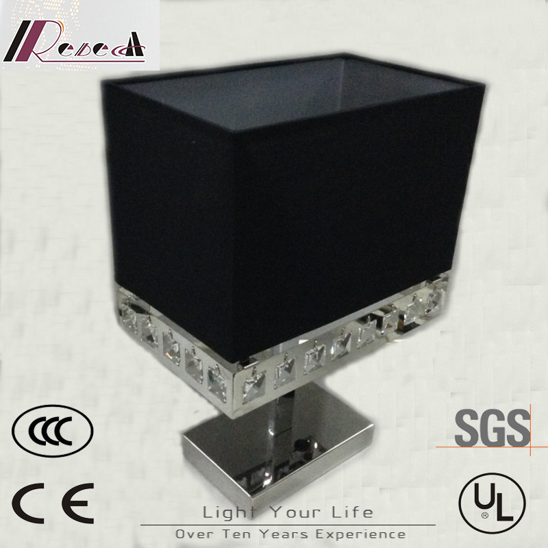 LED Black Fabric and Crystal Table Lamp