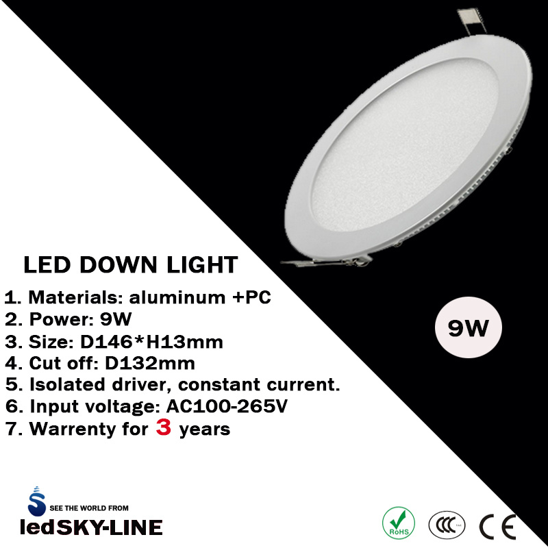 9W LED Round Down Light with External Driver AC85-265V