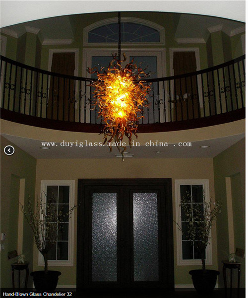Yellow Decoration Glass Chandelier for The Hall