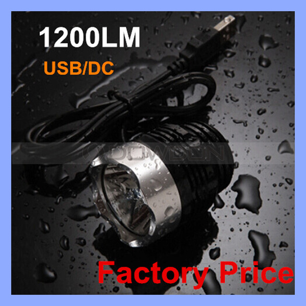 USB Rechargeable 1200 Lm 1 CREE T6 LED Bicycle Front Headlamp