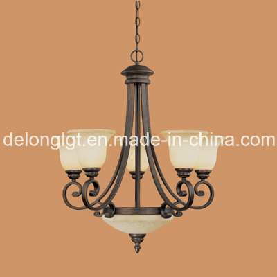 Hot Sale Iron Chandelier Light with Glass Shade (1207RBZ)