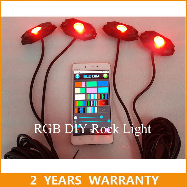 Colorful 2inch LED Rock Light 9W LED Work Light Controlled by Bluetooth