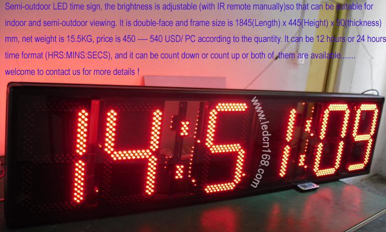 LED Display (Semi-outdoor 6 digits LED clock display)
