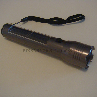LED Solar Aluminium Flashlight with USB Port