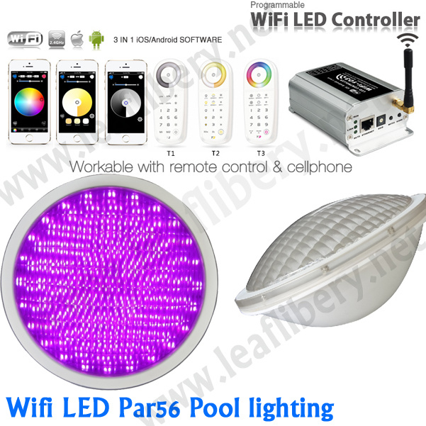 WiFi RGB 18W LED Pool Lighting for iPhone, iPad, Ios/Android Mobile, Phone Wireless RF Dim CE DC12V