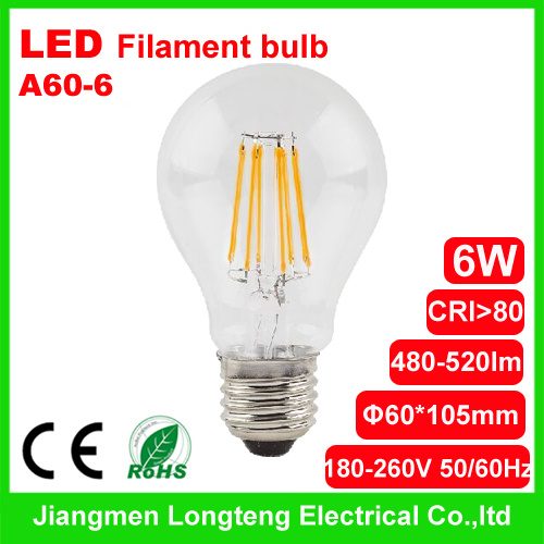 A60 LED Filament Light 6W (A60-6)