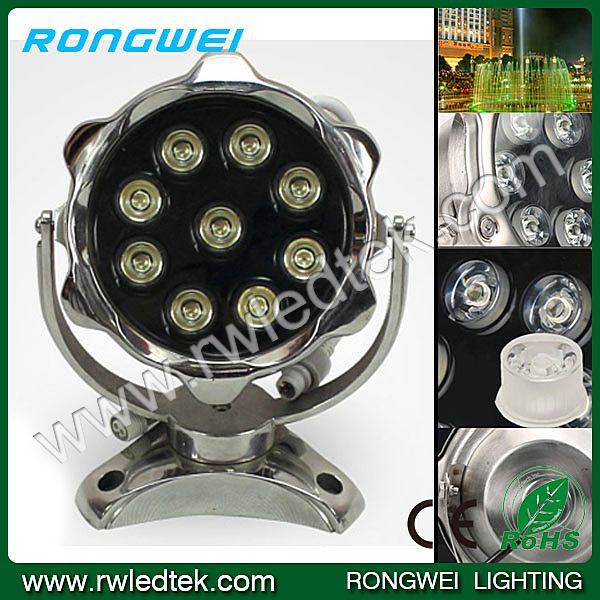 High Lumen Recessing Tricolor Dimmable 9W LED Underwater Lighting