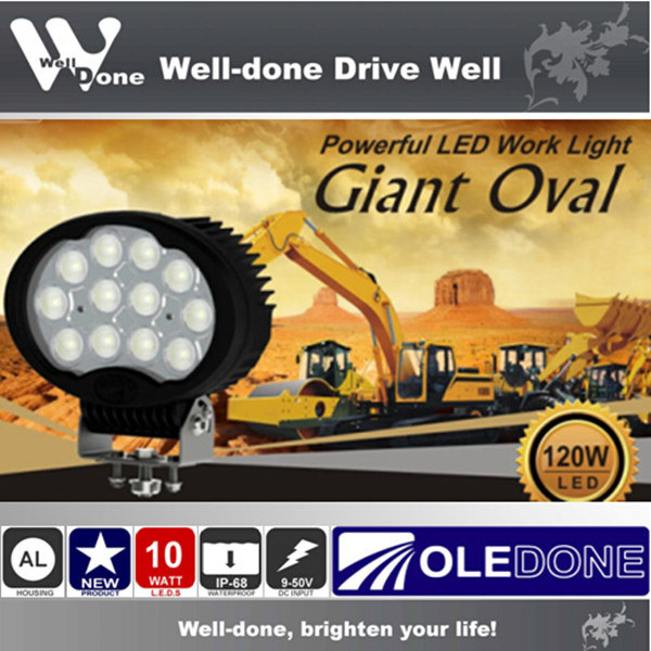 8 Inch 120W CREE Oval Shape LED Work Light for Excavator