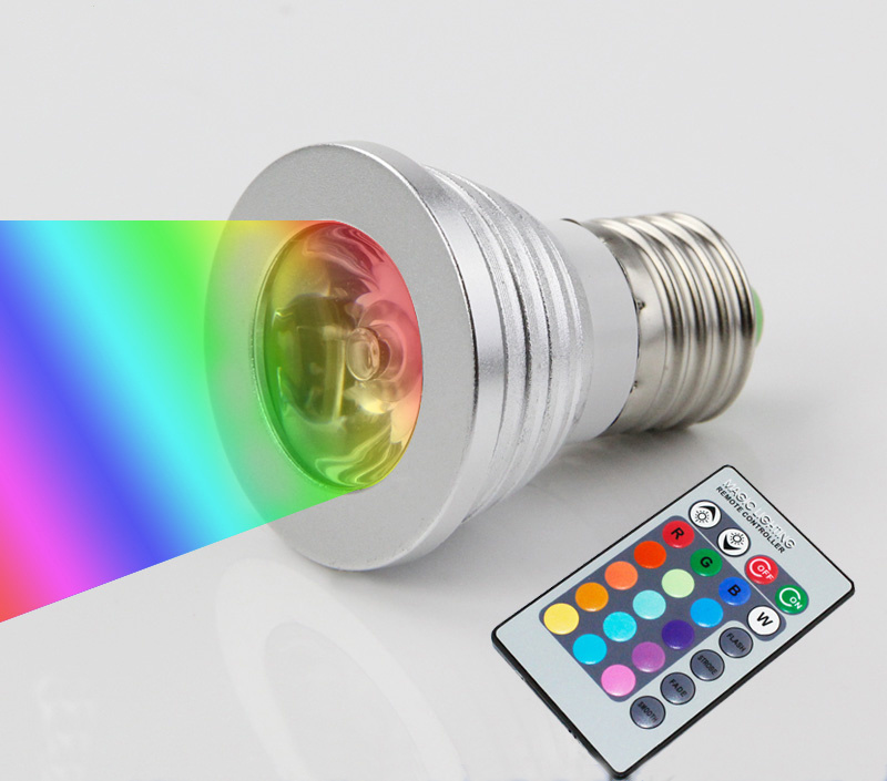 3W 16 Color Change LED Bulb Spotlight with IR Remote