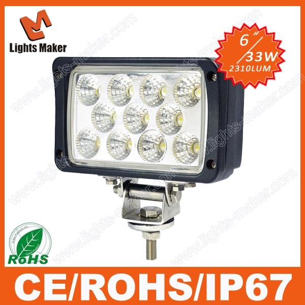 33W 6'' LED SUV LED Work Lamp 60 / 30 Degree LED Truck Work Light