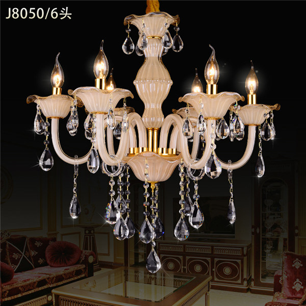 K9 Crystal Candle Chandelier with Glass Shade