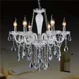 White 6 Light Candle Style Crystal Chandelier